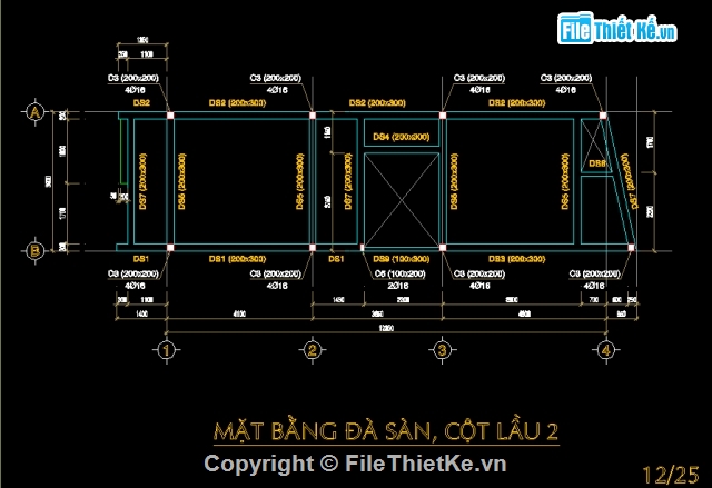 Bản vẽ,Bản vẽ chi tiết,kết cấu nhà dân 3-4 tầng